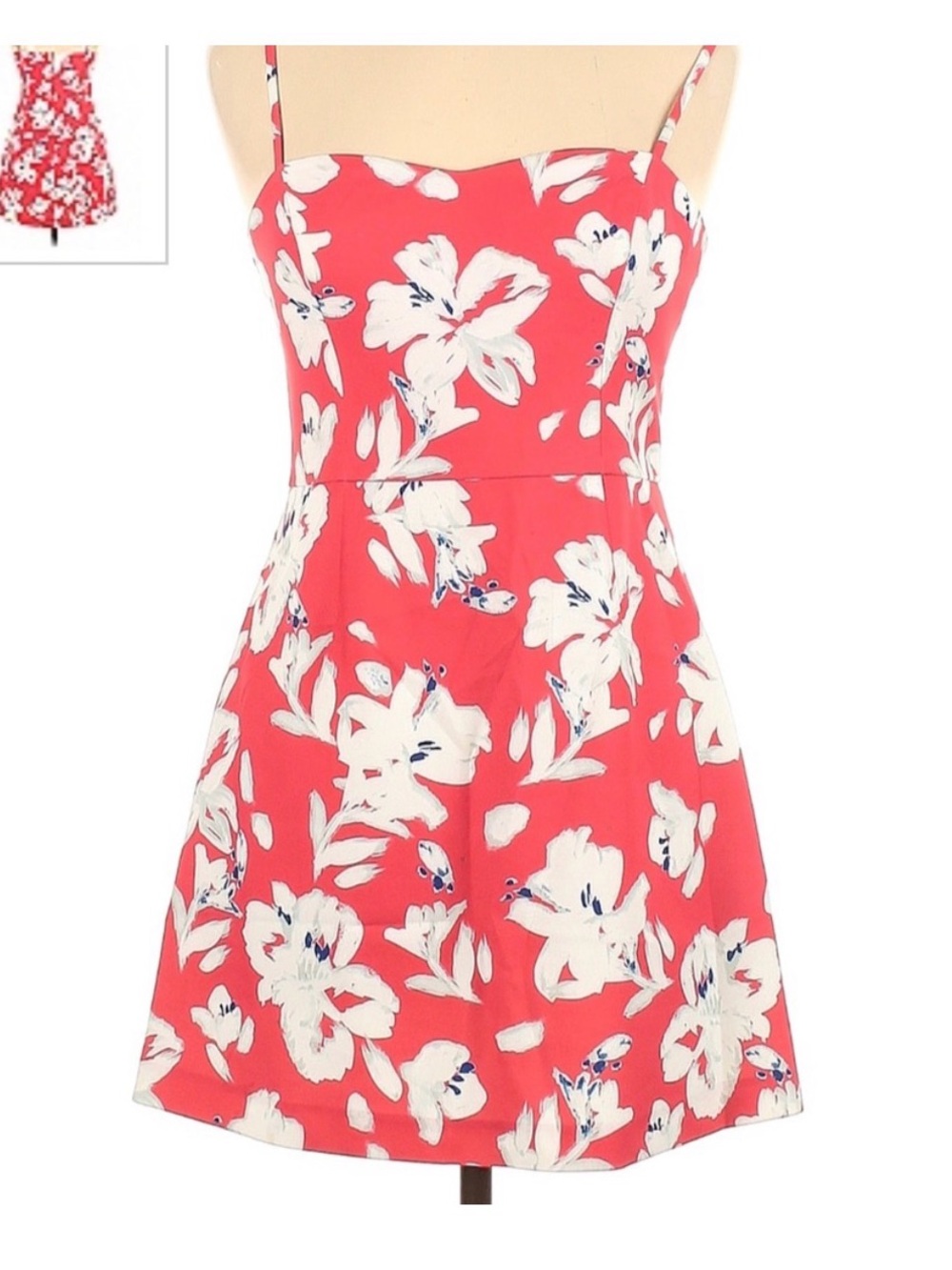 French Connection Red Floral Mini Dress Size 2 | Sweetheart Neckline